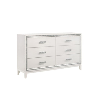 59" Natural Brown Manufactured Wood Six Drawer Double Dresser