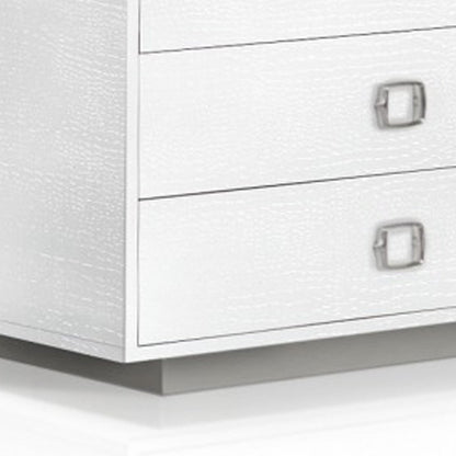 63" Black Six Drawer Shagreen Faux Croc Double Dresser