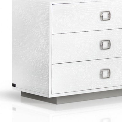 63" Black Six Drawer Shagreen Faux Croc Double Dresser