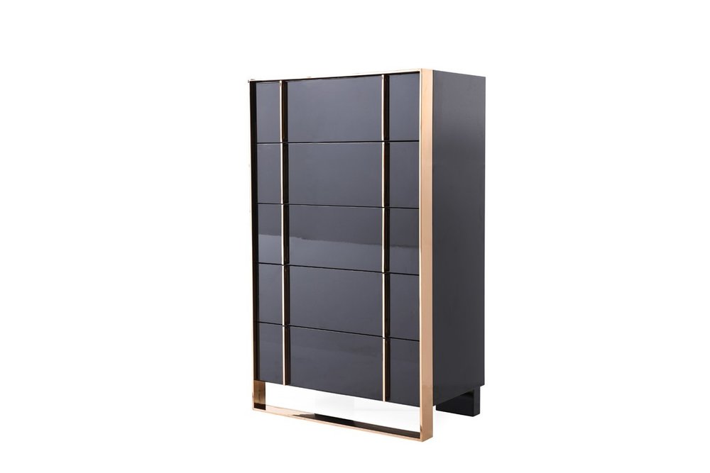 29" Black And Brushed Bronze Dresser