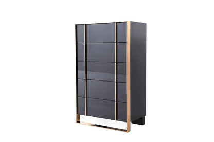 29" Black And Brushed Bronze Dresser