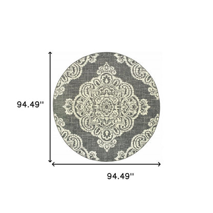 2' X 4' Blue Oriental Stain Resistant Indoor Outdoor Area Rug
