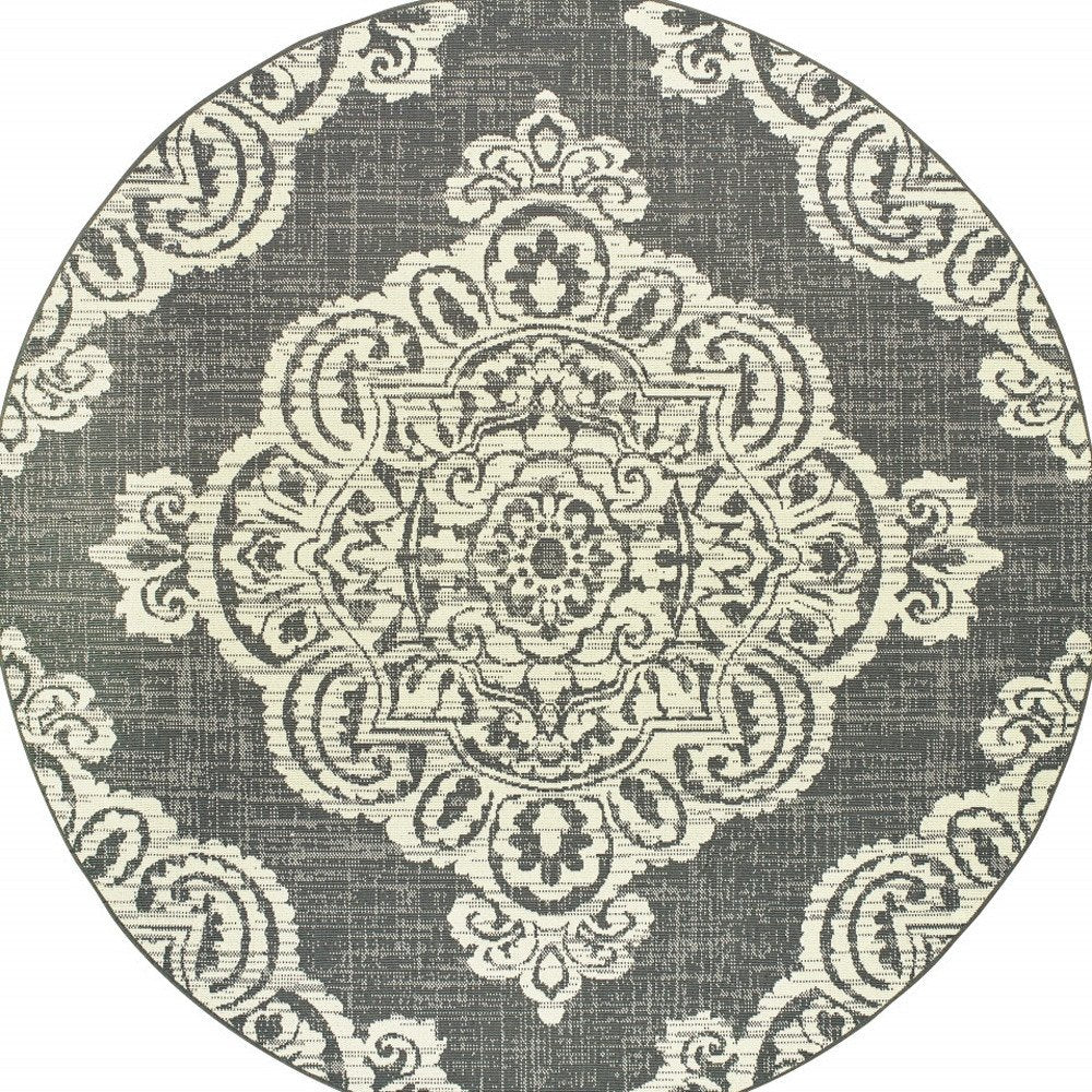 2' X 4' Blue Oriental Stain Resistant Indoor Outdoor Area Rug