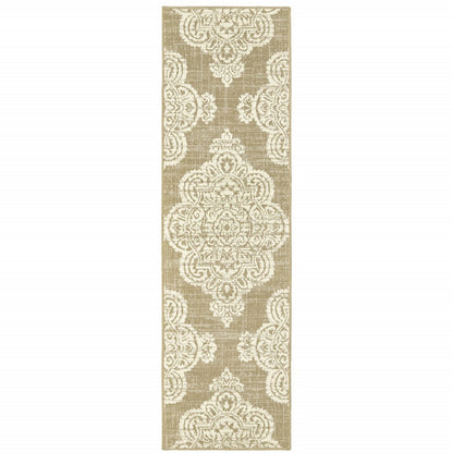 2' X 4' Blue Oriental Stain Resistant Indoor Outdoor Area Rug