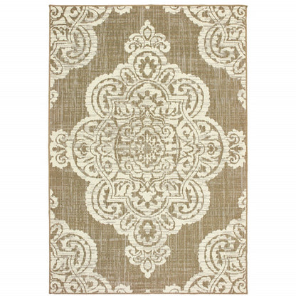 2' X 4' Blue Oriental Stain Resistant Indoor Outdoor Area Rug
