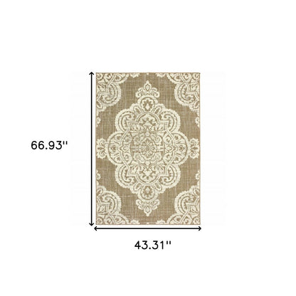 2' X 4' Blue Oriental Stain Resistant Indoor Outdoor Area Rug