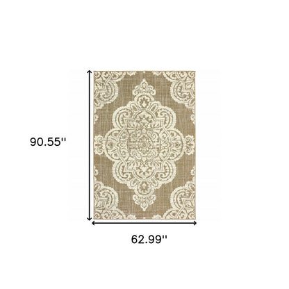 2' X 4' Blue Oriental Stain Resistant Indoor Outdoor Area Rug