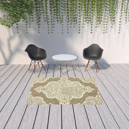 2' X 4' Blue Oriental Stain Resistant Indoor Outdoor Area Rug