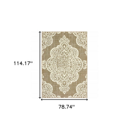 2' X 4' Blue Oriental Stain Resistant Indoor Outdoor Area Rug