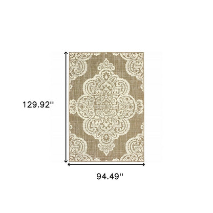 2' X 4' Blue Oriental Stain Resistant Indoor Outdoor Area Rug