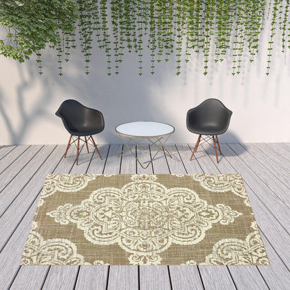 2' X 4' Blue Oriental Stain Resistant Indoor Outdoor Area Rug