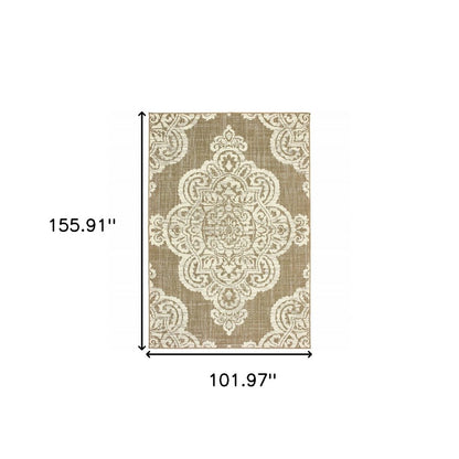 2' X 4' Blue Oriental Stain Resistant Indoor Outdoor Area Rug