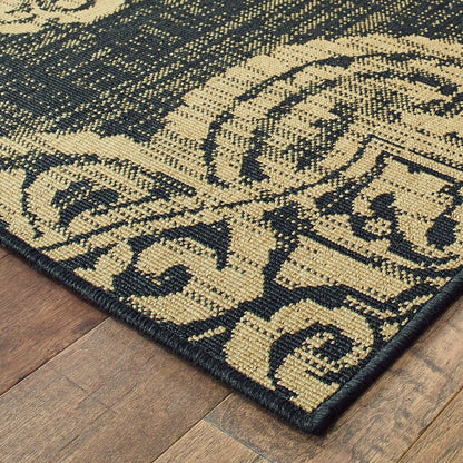 2' X 4' Blue Oriental Stain Resistant Indoor Outdoor Area Rug