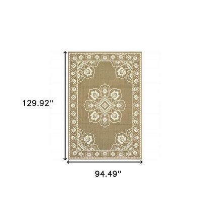 2' X 4' Gray and Ivory Oriental Stain Resistant Indoor Outdoor Area Rug