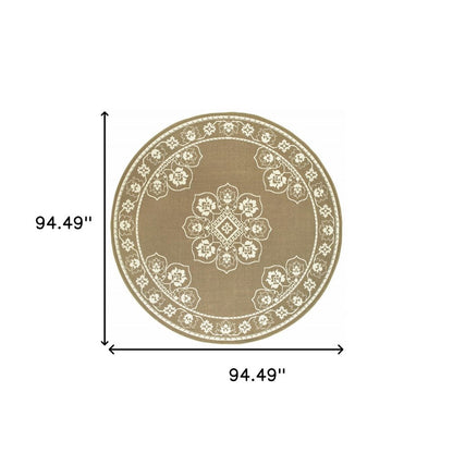 2' X 4' Gray and Ivory Oriental Stain Resistant Indoor Outdoor Area Rug
