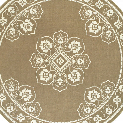 2' X 4' Gray and Ivory Oriental Stain Resistant Indoor Outdoor Area Rug