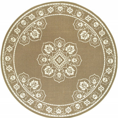 2' X 4' Gray and Ivory Oriental Stain Resistant Indoor Outdoor Area Rug