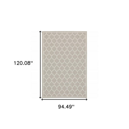 2' X 7' Gray and Ivory Geometric Stain Resistant Indoor Outdoor Area Rug
