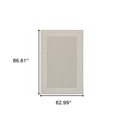 2' X 7' Gray and Ivory Stain Resistant Indoor Outdoor Area Rug