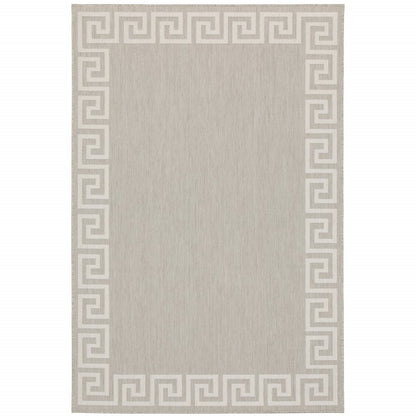 2' X 7' Gray and Ivory Stain Resistant Indoor Outdoor Area Rug