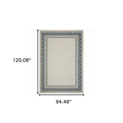 2' X 4' Blue and Beige Stain Resistant Indoor Outdoor Area Rug