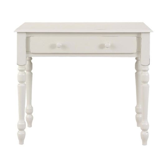 34" Off White Solid Wood Writing Desk