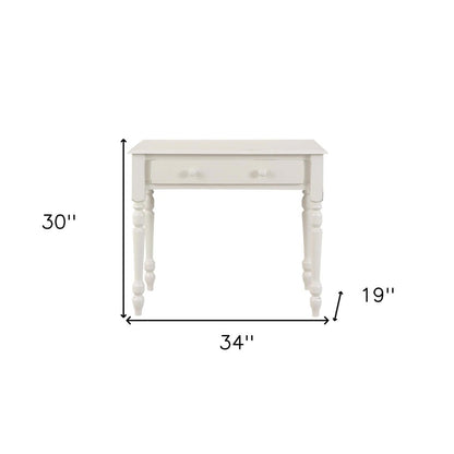 34" Off White Solid Wood Writing Desk