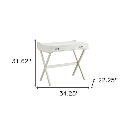 34" Antiqued White Wood Flip Top Desk
