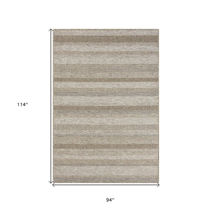 5' X 7' Gray Striped Handmade Indoor Outdoor Area Rug