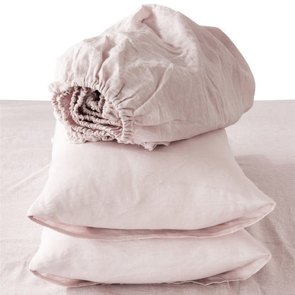 Four Piece White Linen Twin Sheet Set