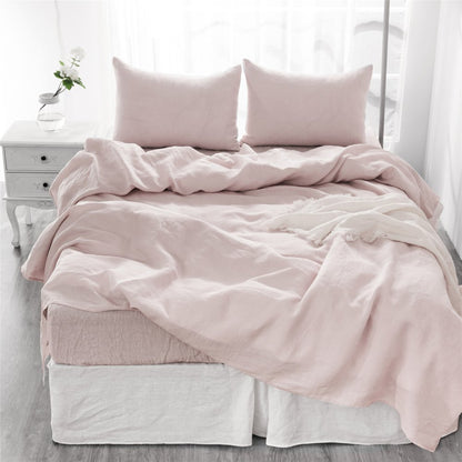 Four Piece White Linen Twin Sheet Set