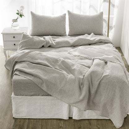 Four Piece White Linen Twin Sheet Set