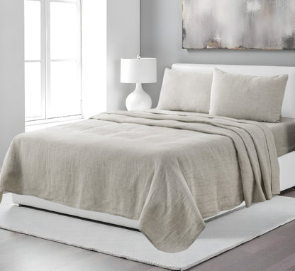 Four Piece White Linen Twin Sheet Set