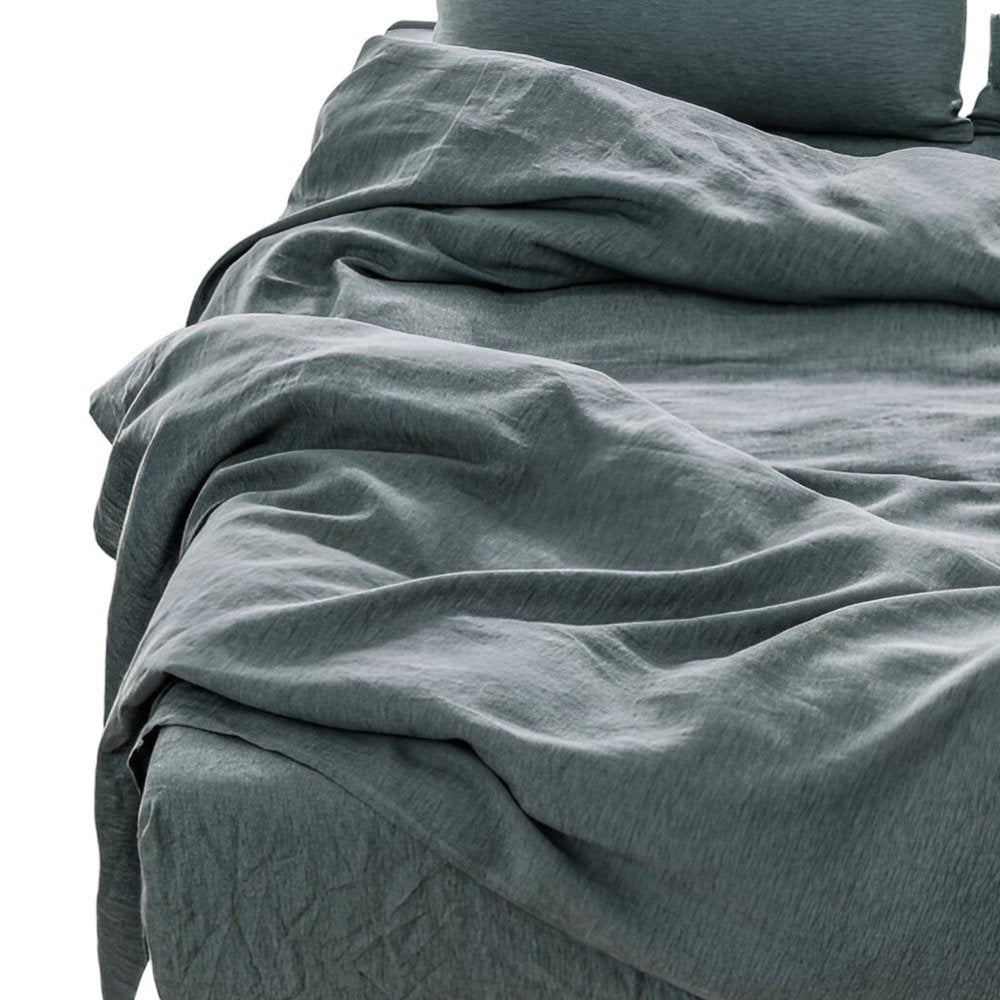 Four Piece White Linen Twin Sheet Set