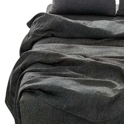 Four Piece Light Gray Linen Sheet Set