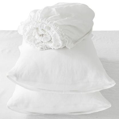 Four Piece White Linen Twin Sheet Set