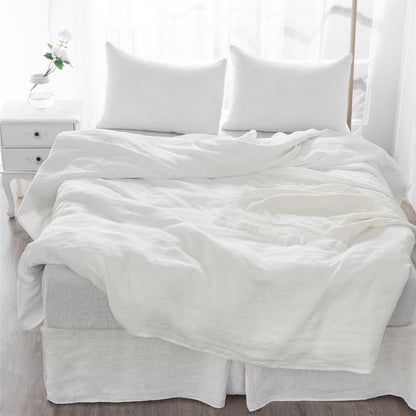 Four Piece White Linen Twin Sheet Set