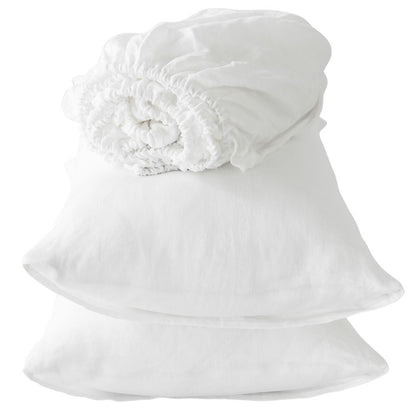 Four Piece White Linen Twin Sheet Set
