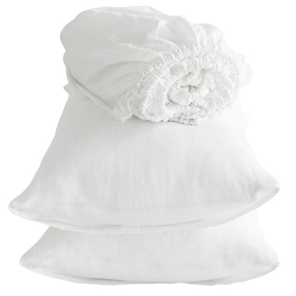 Four Piece White Linen Twin Sheet Set