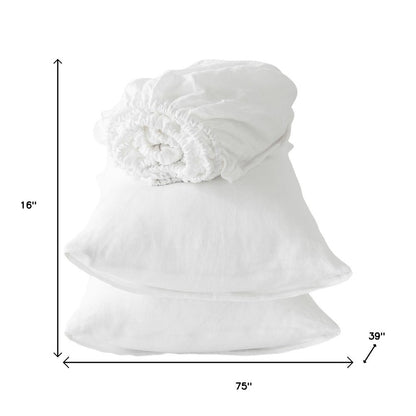 Four Piece White Linen Twin Sheet Set