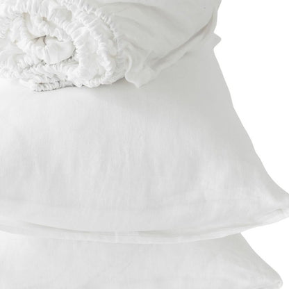 Four Piece White Linen Twin Sheet Set