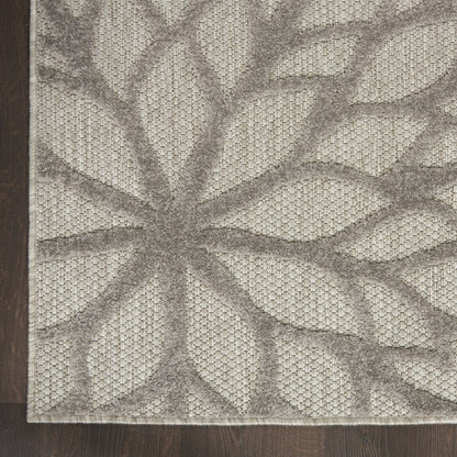 3' X 5' Gray Floral Stain Resistant Non Skid Indoor Outdoor Area Rug
