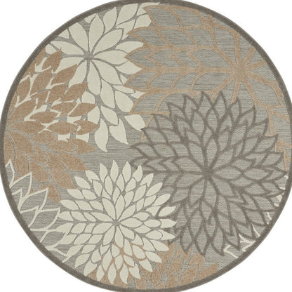 10' Gray and Ivory Indoor Outdoor Area Rug