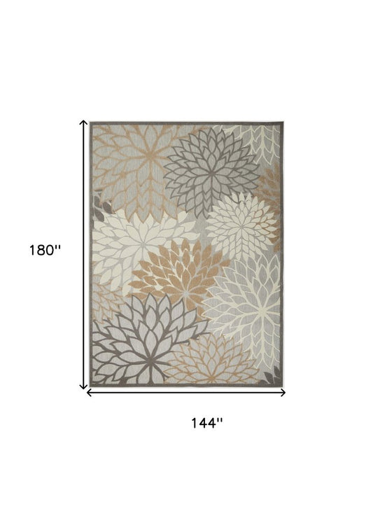12' X 15' Gray And Ivory Indoor Outdoor Area Rug