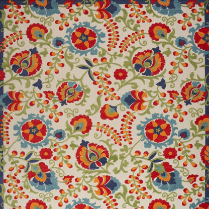 12' X 15' Ivory Blue And Orange Indoor Outdoor Area Rug