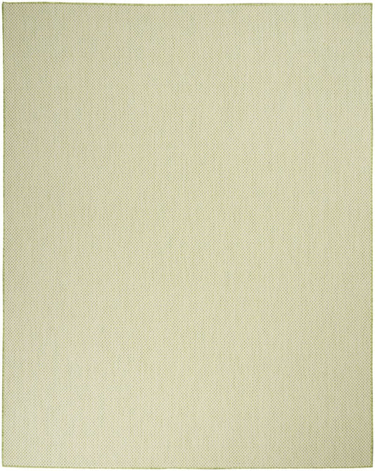 9' X 12' Green And Ivory Indoor Outdoor Area Rug
