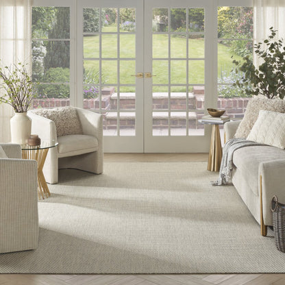 10' X 14' Ivory And Silver Indoor Outdoor Area Rug