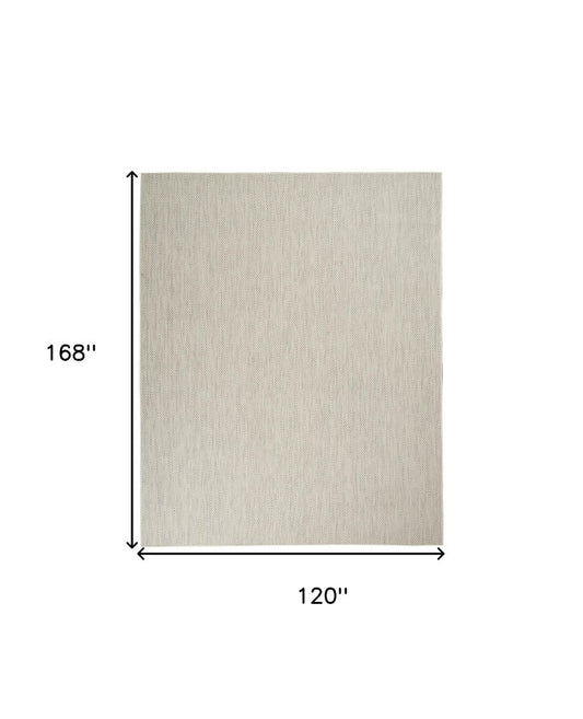 10' X 14' Ivory And Silver Indoor Outdoor Area Rug