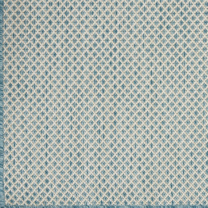 9' X 12' Aqua And Ivory Indoor Outdoor Area Rug