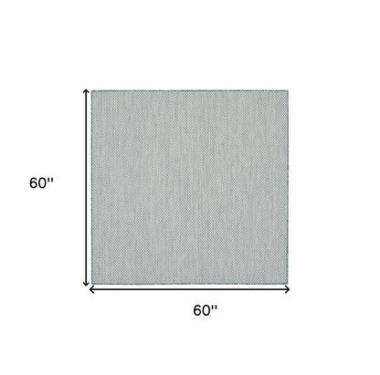 6' Blue Square Geometric Power Loom Area Rug